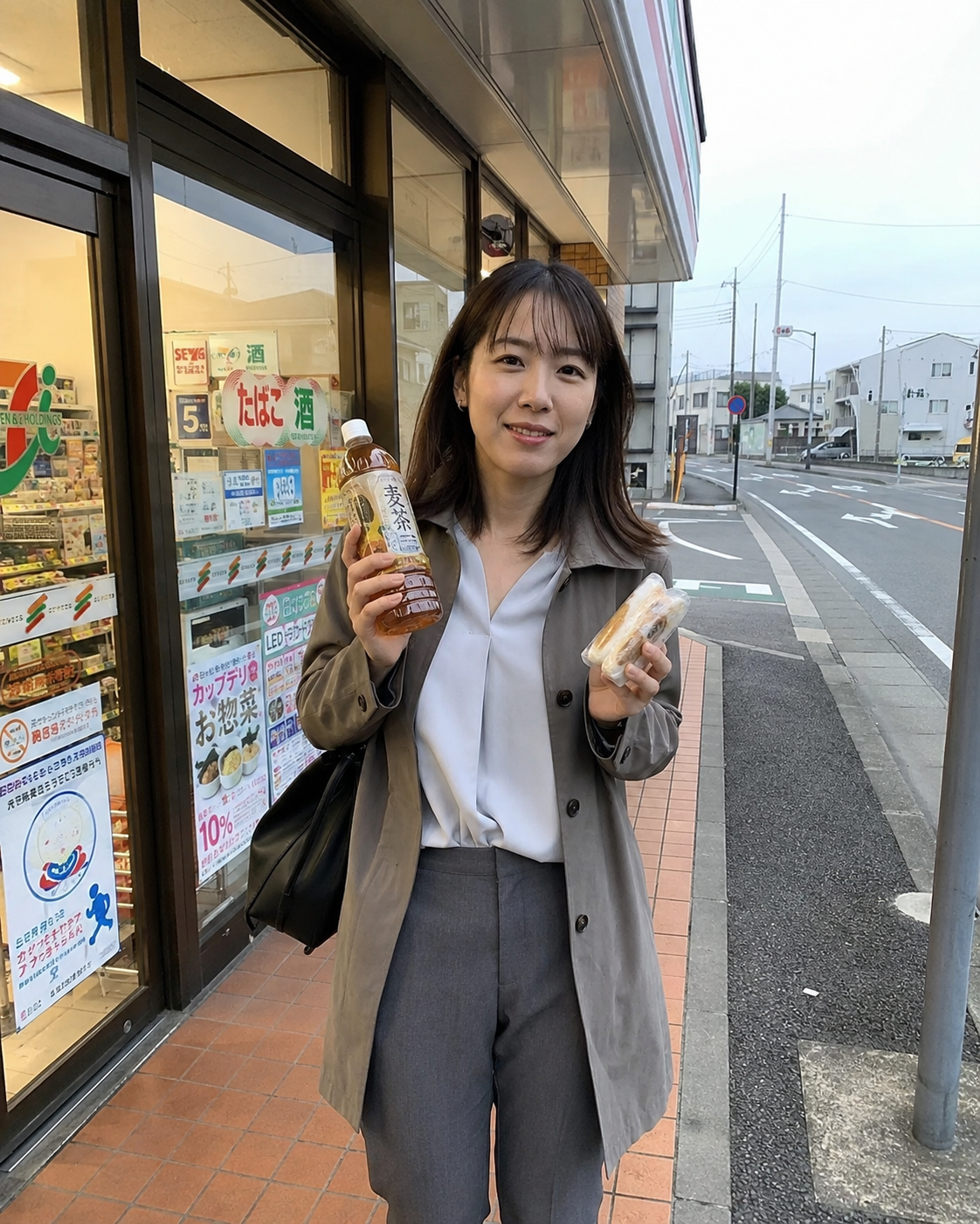 コンビニで朝食を買う出勤前の一枚