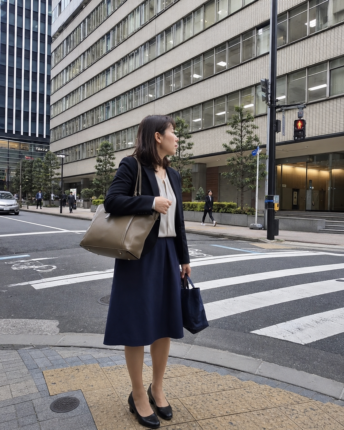 赤信号で待つ仕事前の一枚